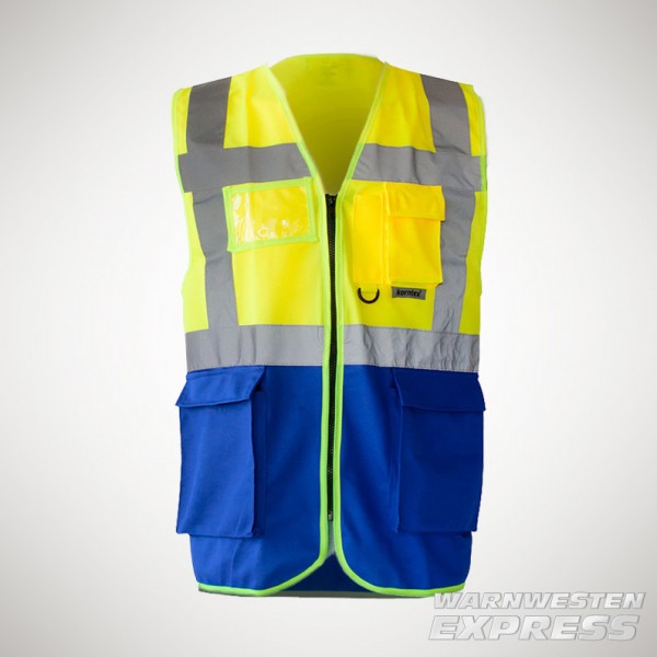 Warnweste Mantel Gelb Polyestergewebe Tasche Arbeit Sicherheit Stereo Outwear 
