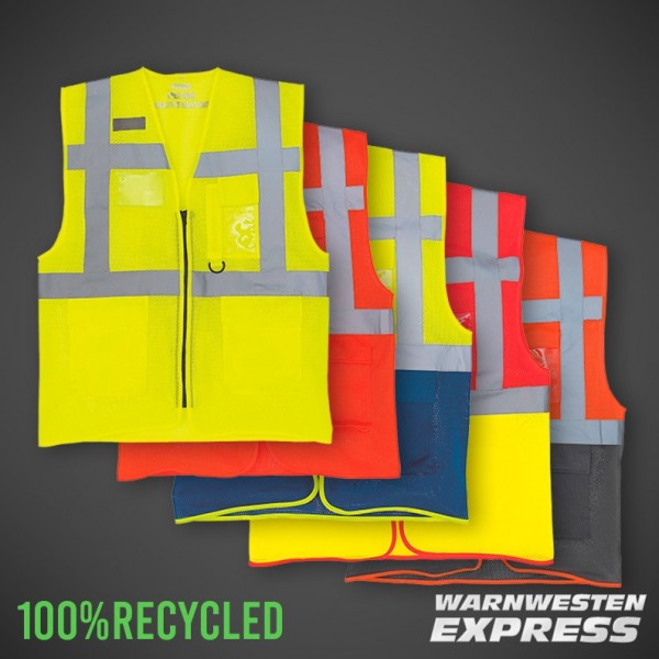 Öko-Warnweste aus 100% Recycled Polyester - Hi-Vis Cool Mesh